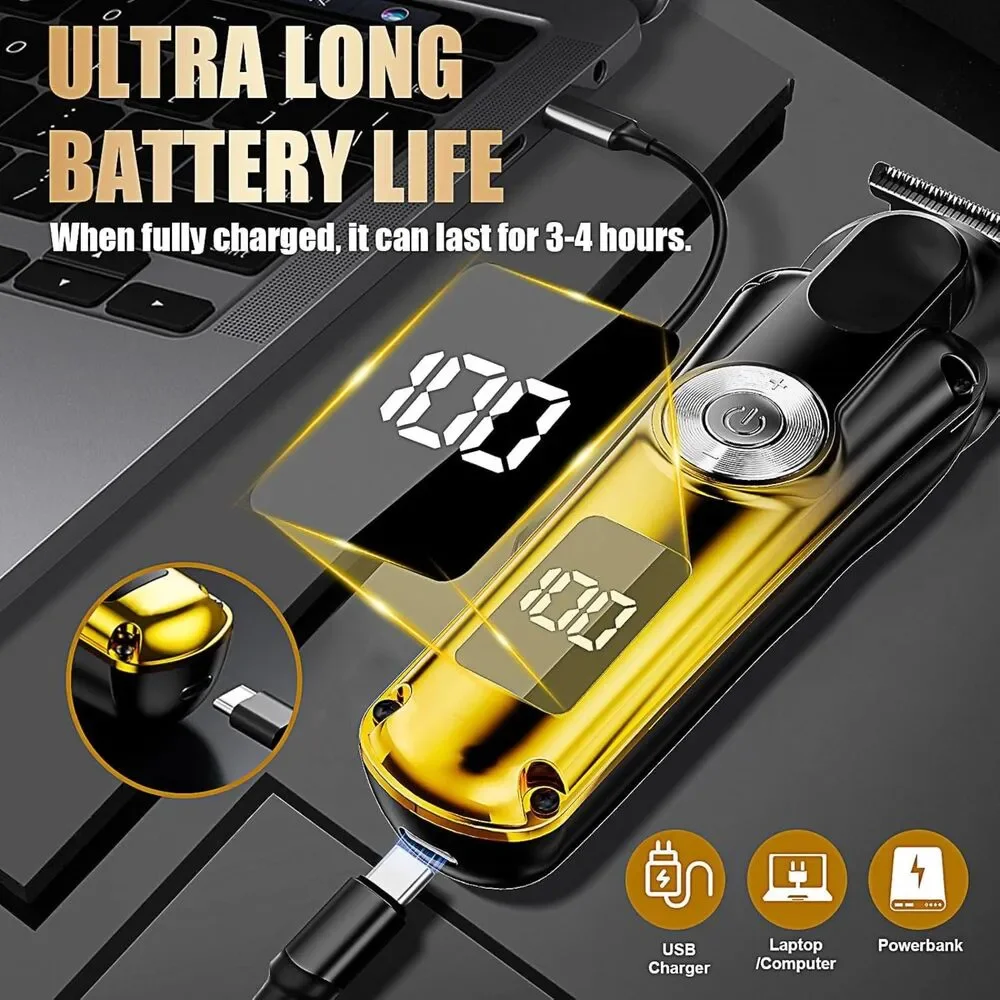 6-in-1 Men's Hair Clipper Beard Trimmer Waterproof Cordless Grooming Kit